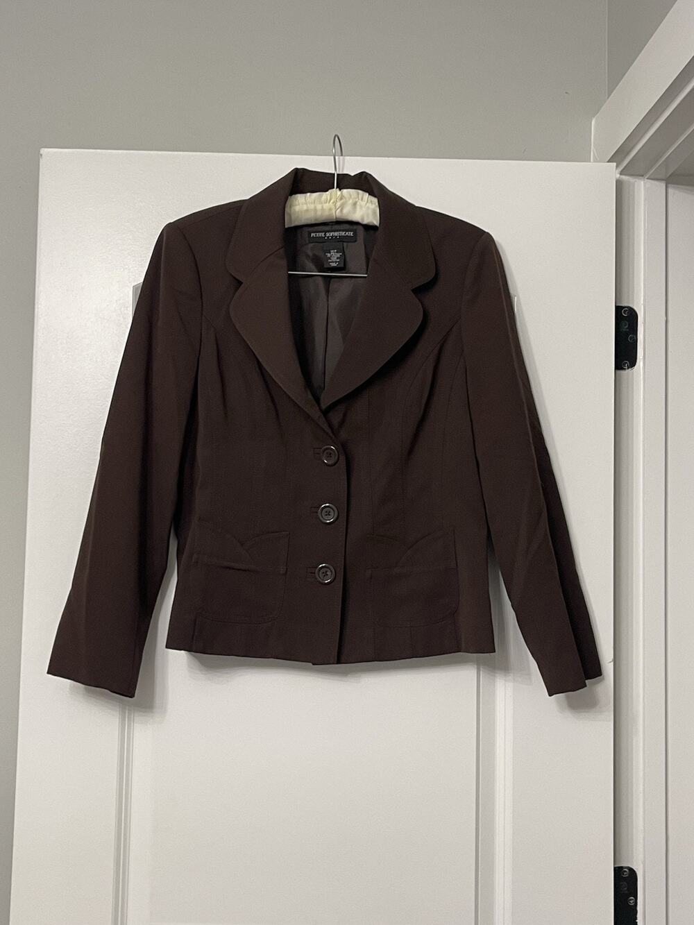 Petite Sophisticate Brown Blazer Jacket 3 Button Tailored Workwear Size 10P